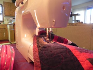 Closeup of sewing machine