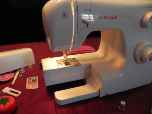 Sewing machine in low light